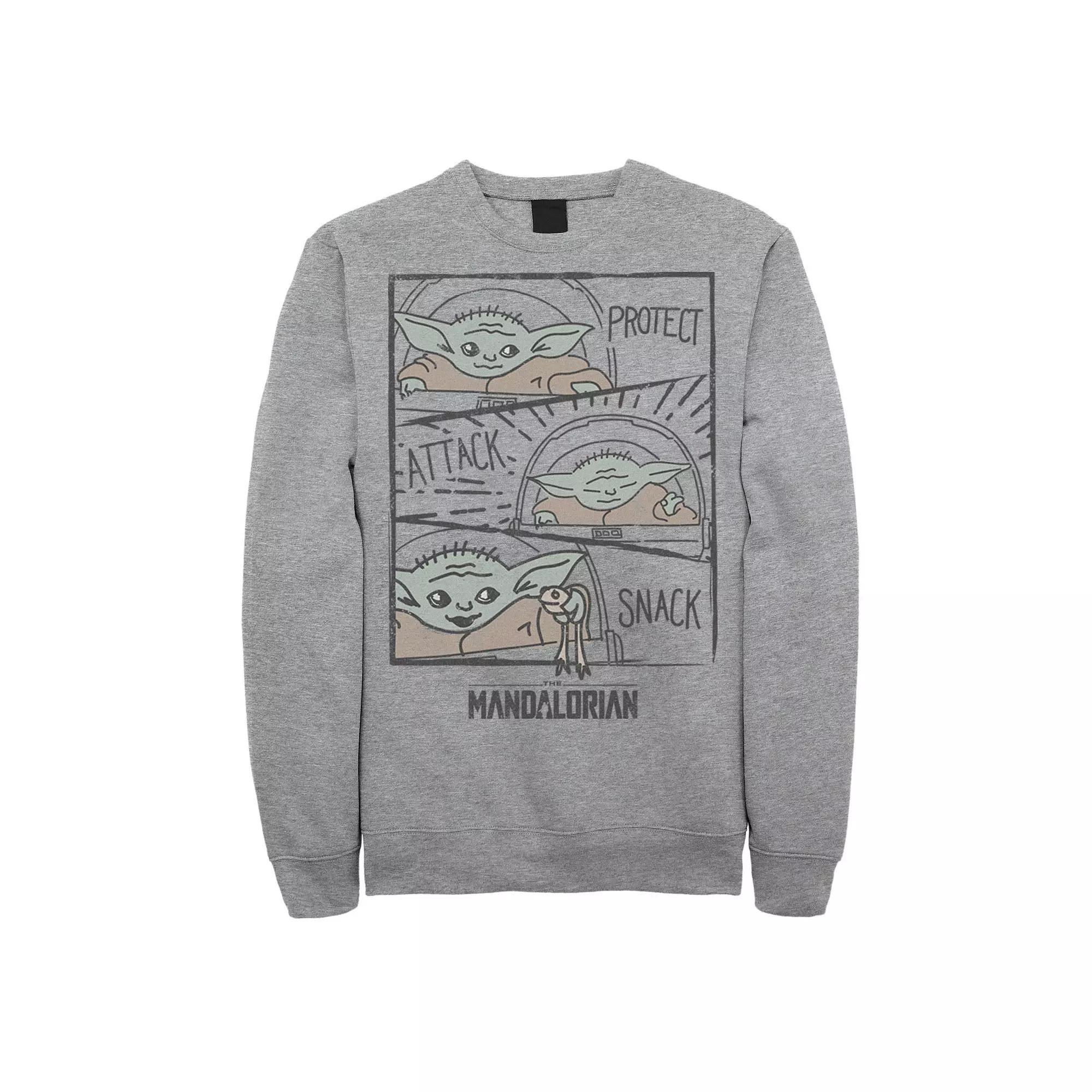 Men's Star Wars The Mandalorian The Child Protect Attack Snack Sweatshirt, Size: XL, Athletic Grey Product Image