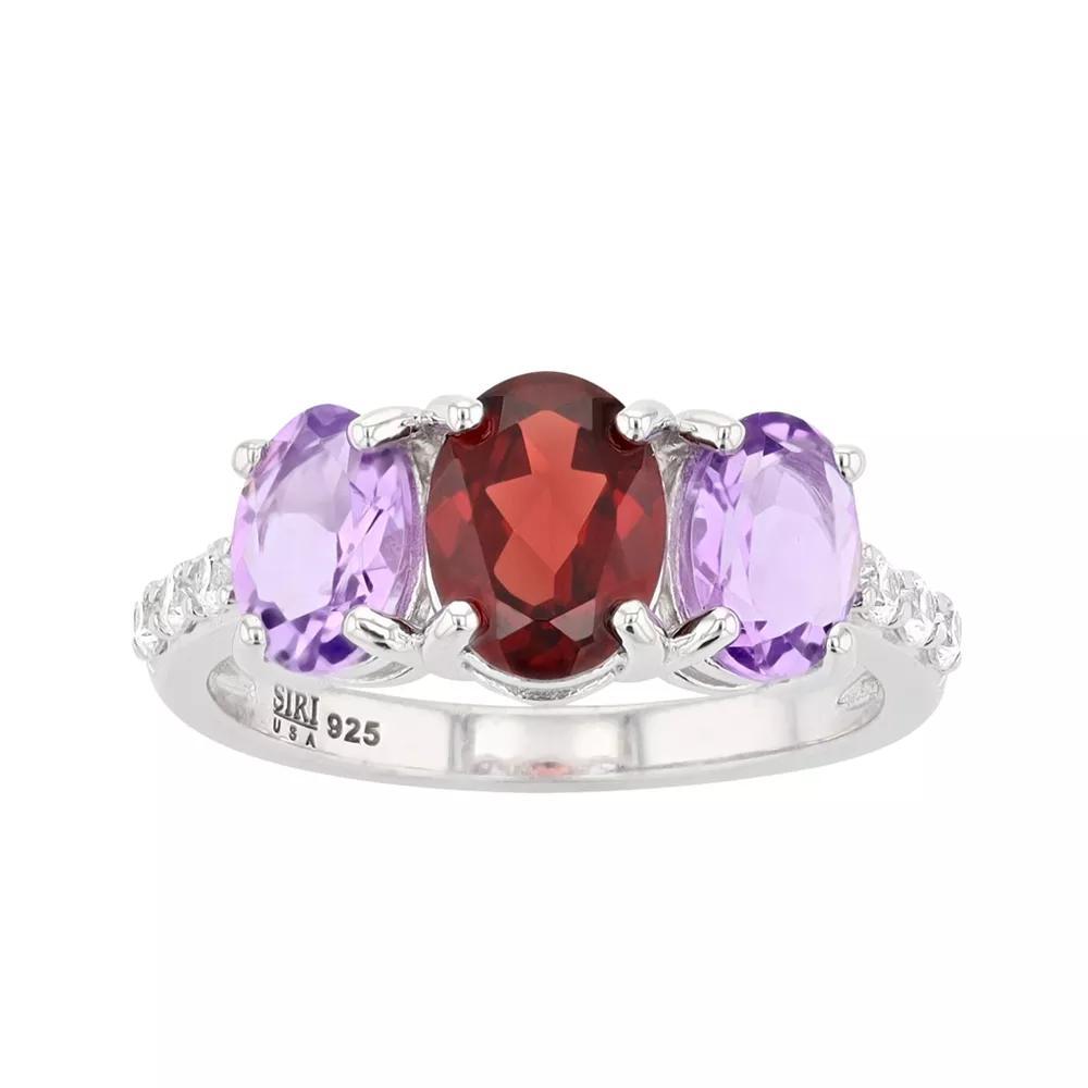 SIRI USA by TJM Sterling Silver Faceted Garnet & Amethyst Cubic Zirconia Accent Ring, Women's, Size: 9 Product Image