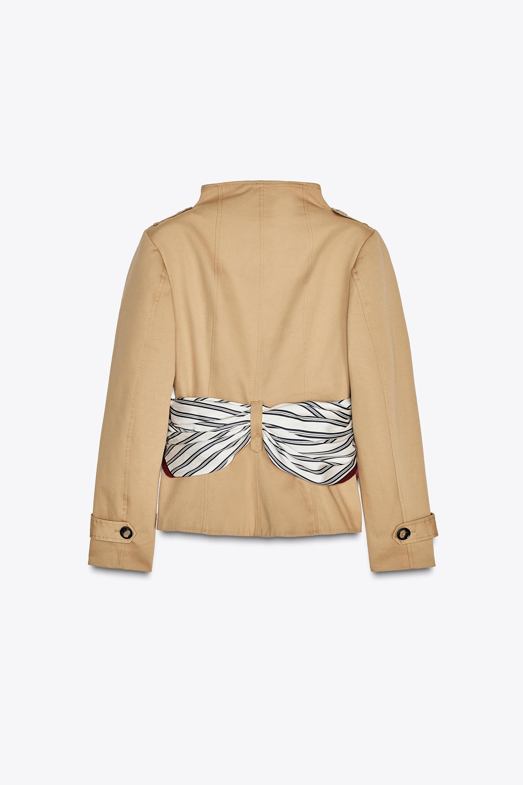 SHORT PRINTED SCARF TRENCH COAT Product Image