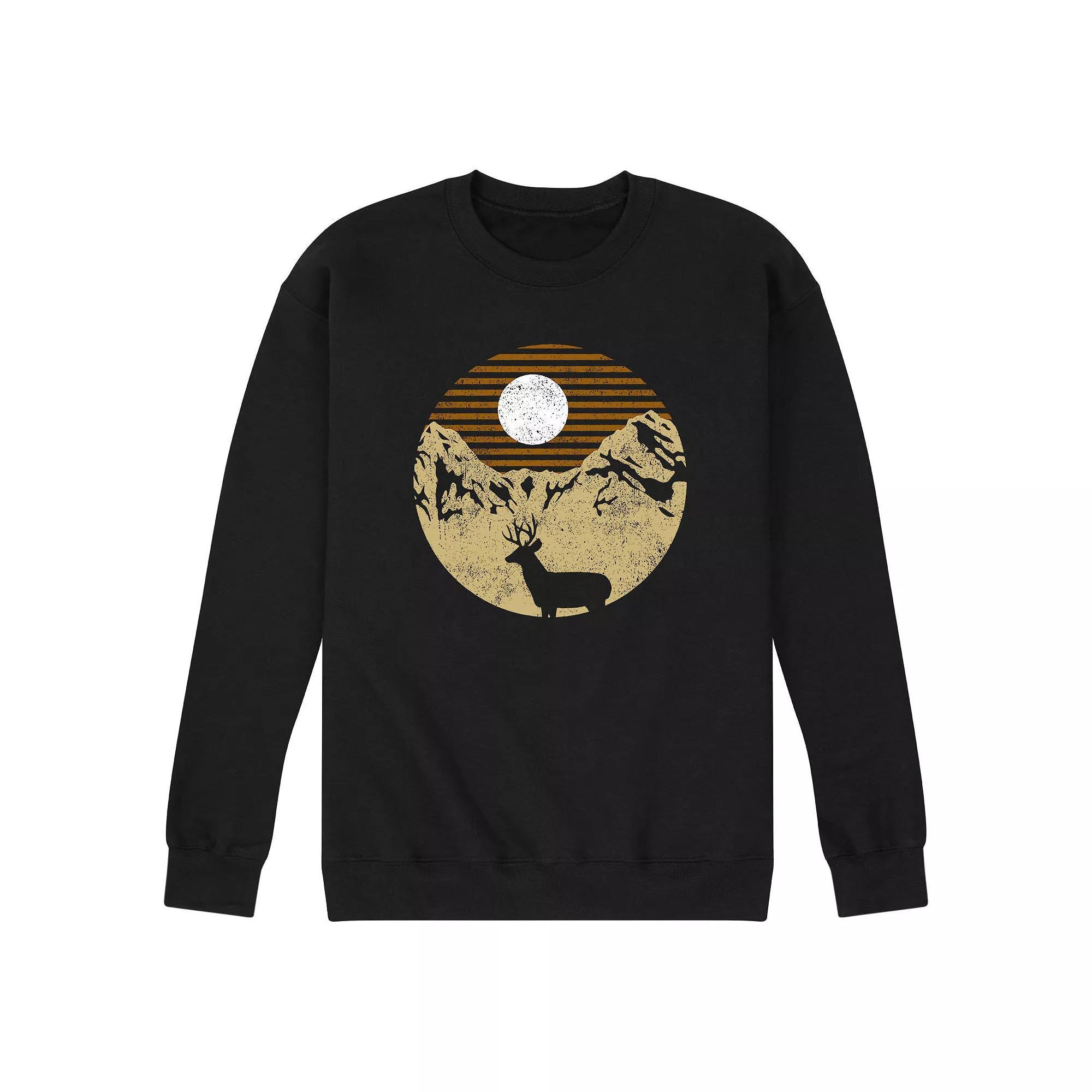 Mens Deer Mountain Scene Sweatshirt Product Image