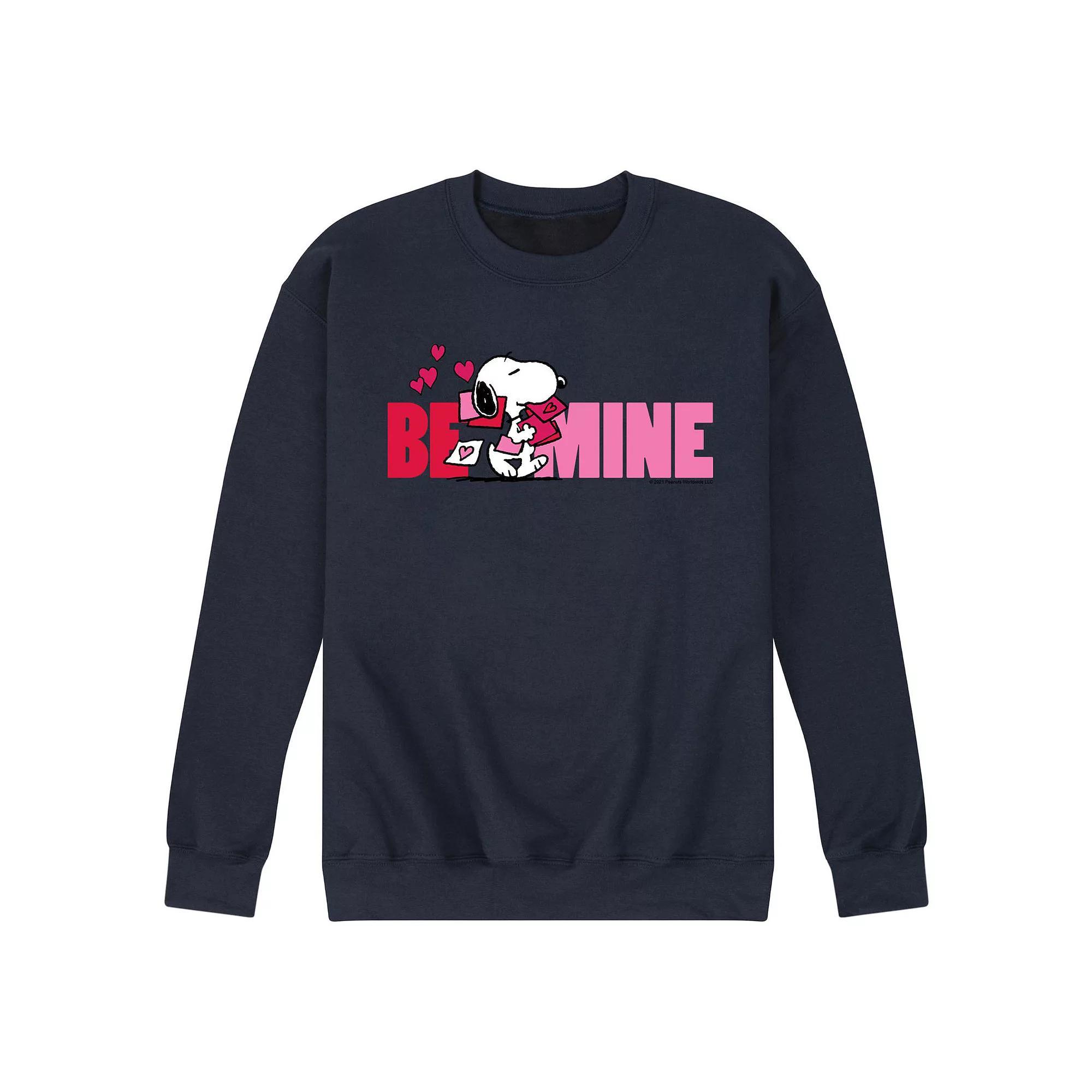Mens Peanuts Be Mine Fleece Sweatshirt Blue Product Image