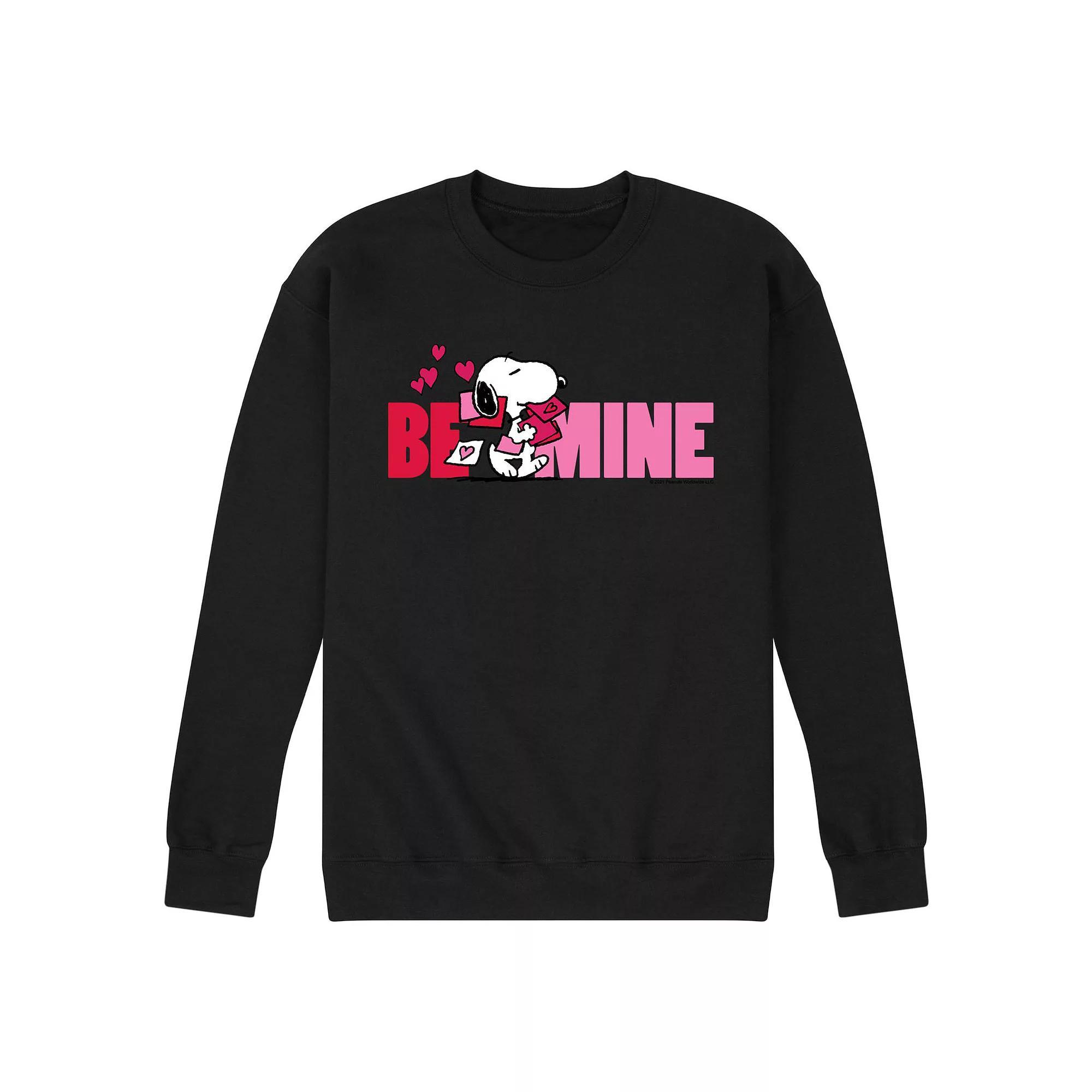 Mens Peanuts Be Mine Fleece Sweatshirt Blue Product Image