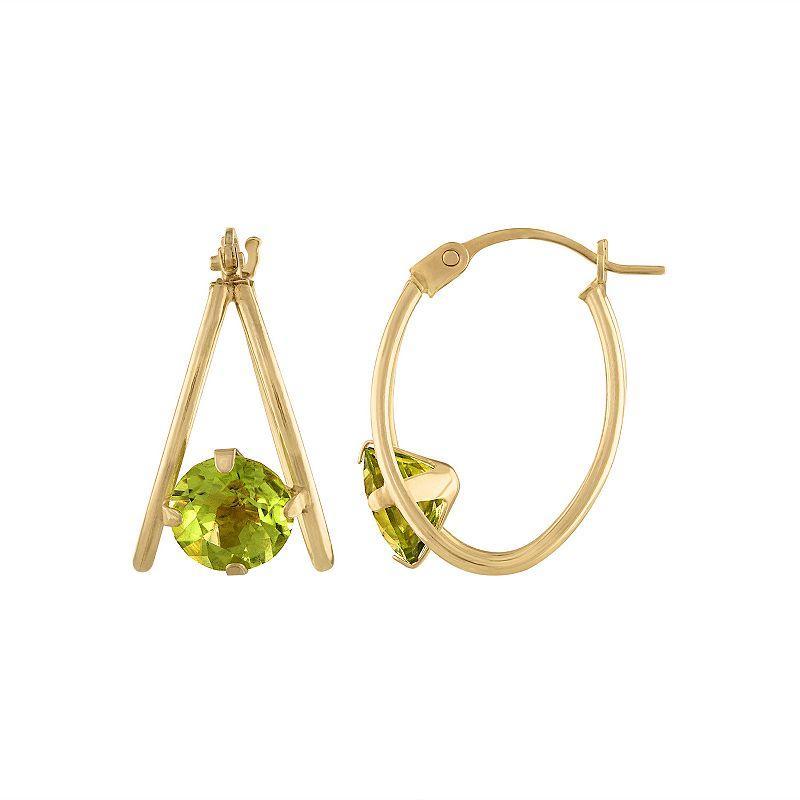 Designs by Gioelli 14k Gold Gemstone Capture Hoop Earrings, Womens, Red Product Image