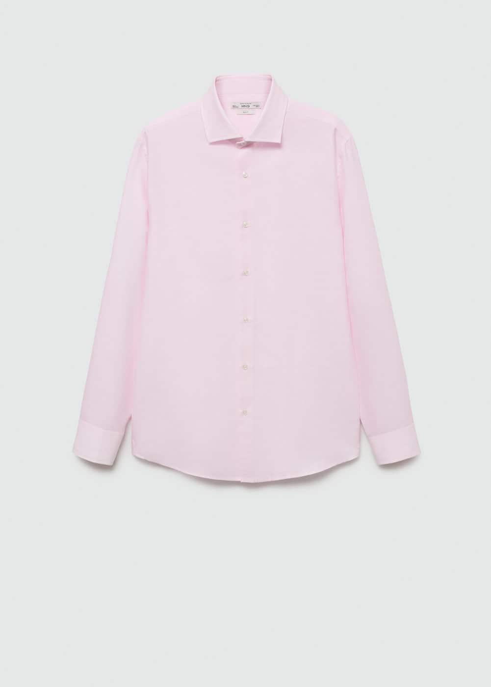 Slim-fit micro-stripe twill suit shirt - Men | MANGO USA Product Image