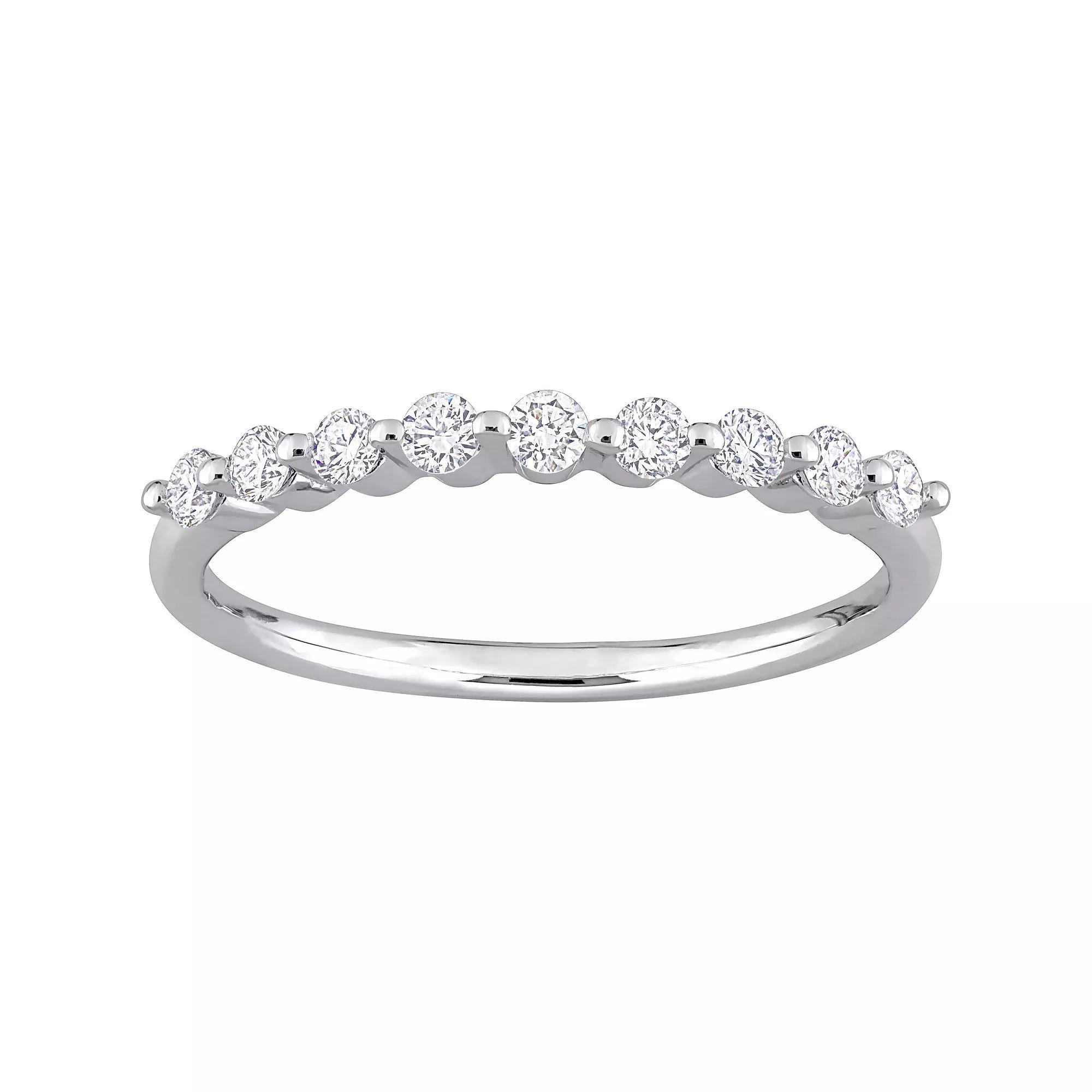 Stella Grace Platinum Over Silver 1/3 Carat T.W. Lab-Grown Diamond Semi-Eternity Ring, Womens White Product Image