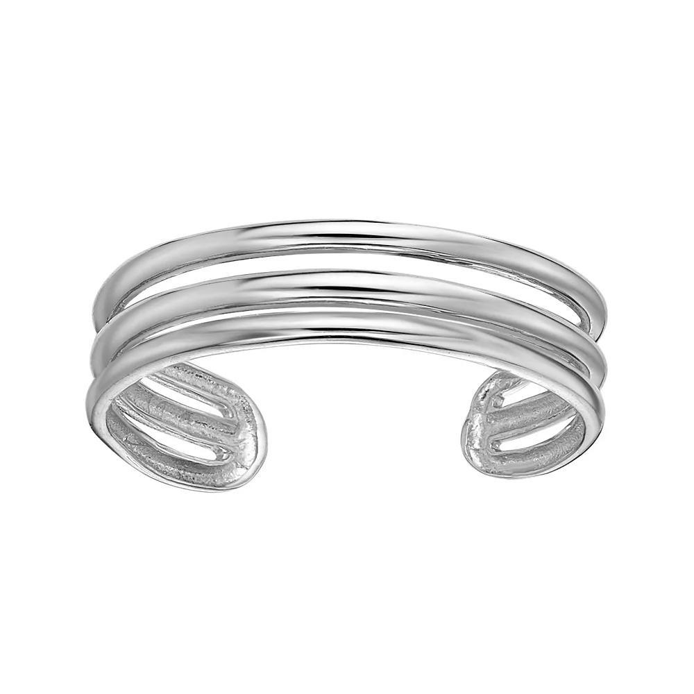 Lila Moon 10k White Gold Triple Band Adjustable Toe Ring, Women's, 10k Whgold Product Image