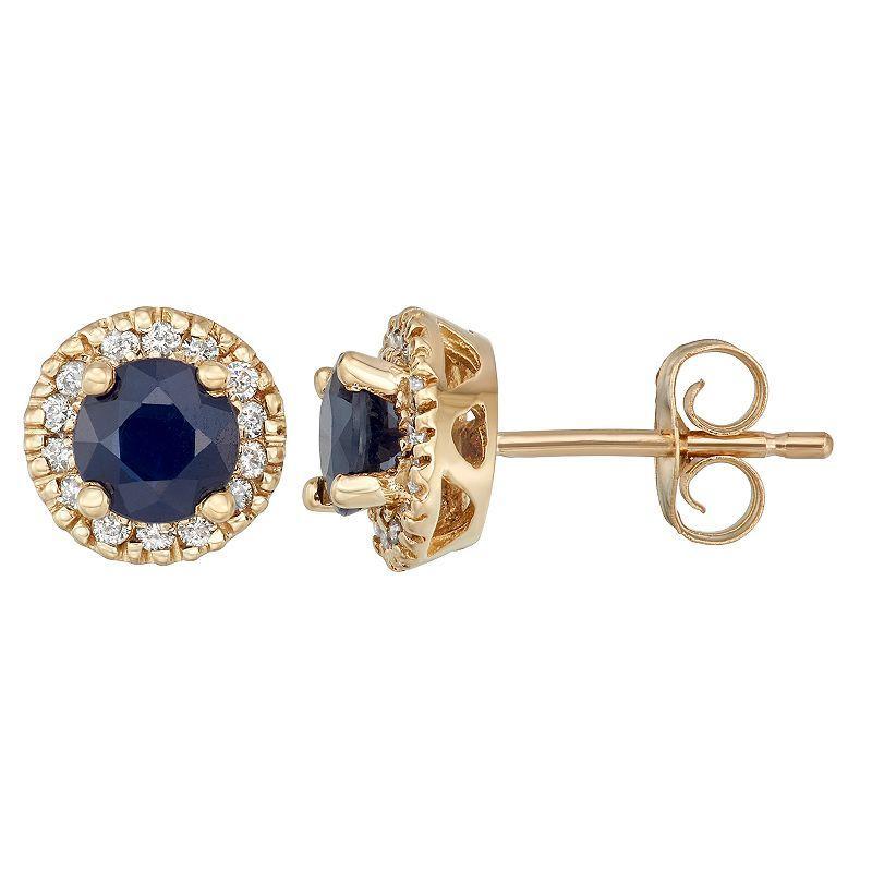 The Regal Collection 14k Gold Sapphire & 1/8 Carat T.W. IGL Certified Diamond Tiered Halo Stud Earrings, Women's, Pink Product Image