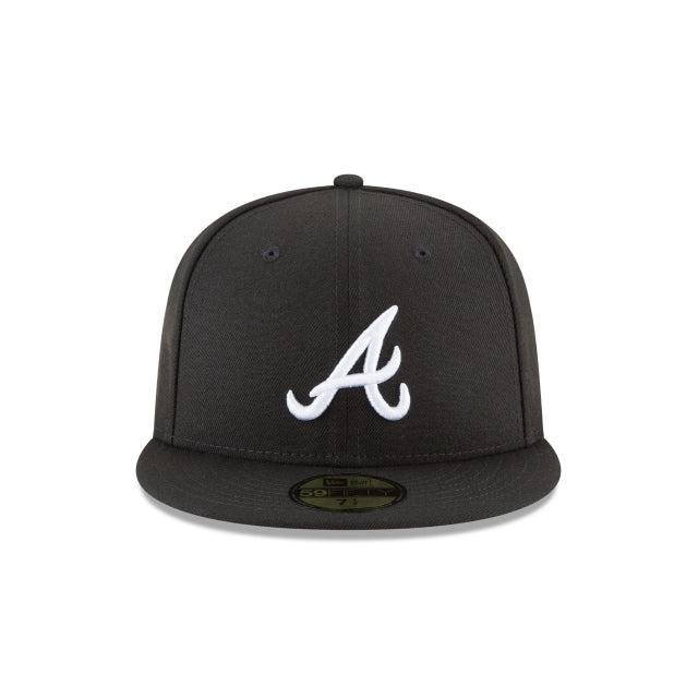 Atlanta Braves Black and White Basic 59FIFTY Fitted Hat Male Product Image