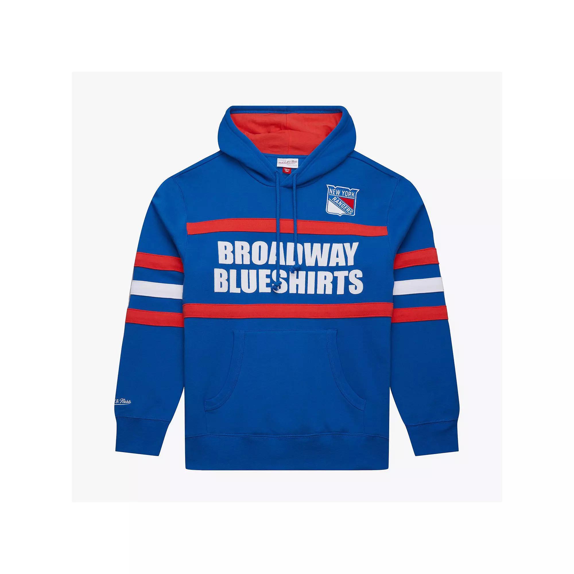 Men's Mitchell & Ness Blue New York Rangers Head Coach Slogan Pullover Hoodie, Size: 3XL, Ran Blue Product Image