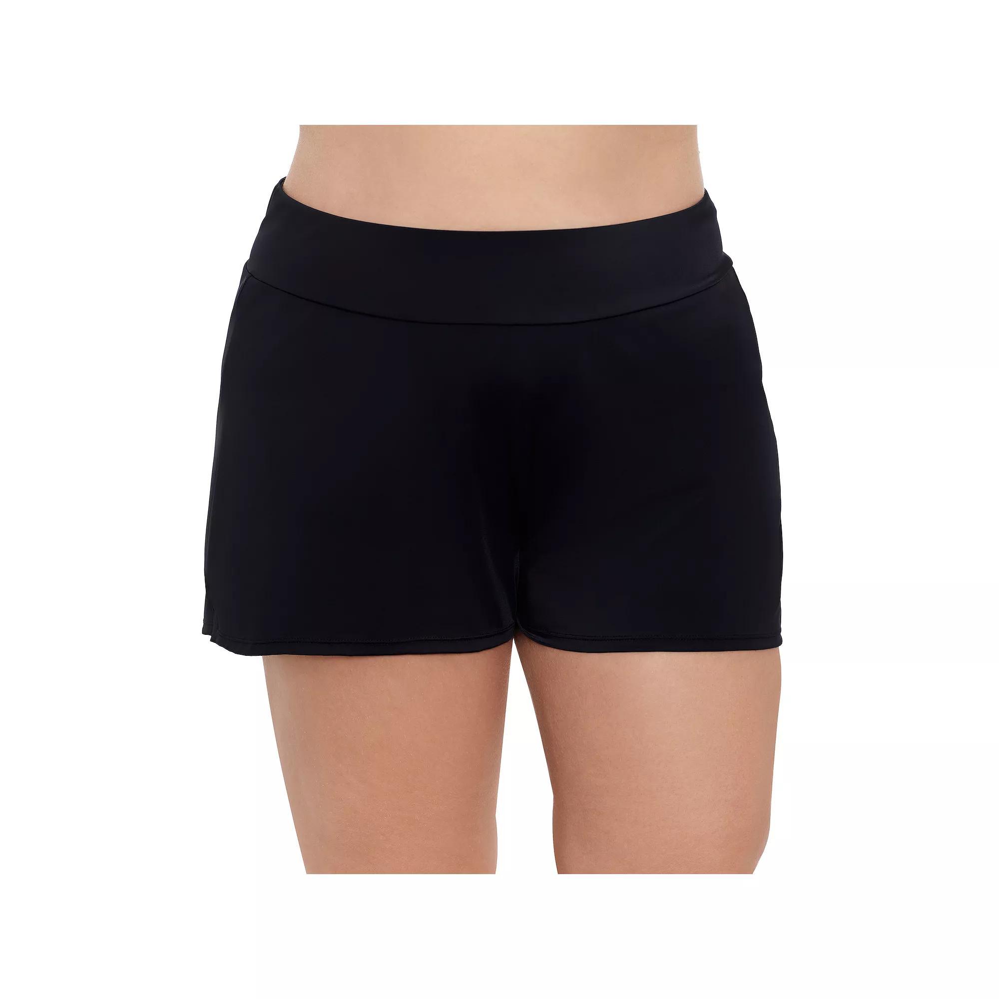 Plus Size Bal Harbour Super High Waist Swim Shorts, Women's, Size: 1XL, Black Product Image