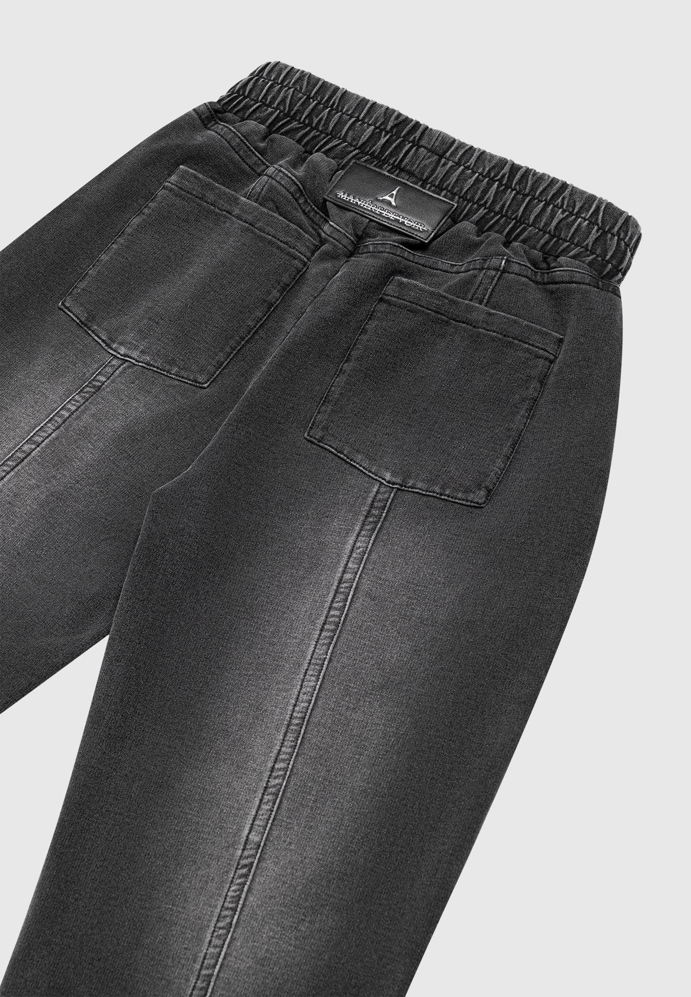 Washed Denim Jersey Joggers - Washed Black Female Product Image