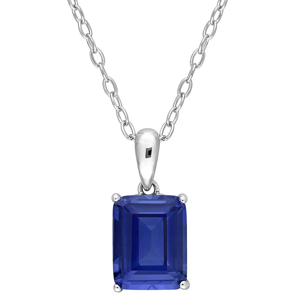 Stella Grace Sterling Silver & Gemstone Stud Pendant Necklace, Women's, Size: 18", Created Blue Blue Product Image