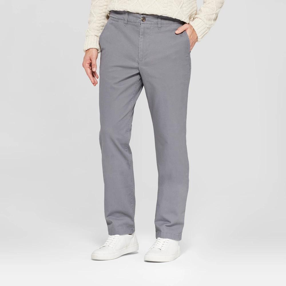 Men's Every Wear Straight Fit Chino Pants - Goodfellow & Co™ Thundering 36x30: Cotton-Spandex Blend, Mid Rise, Machine Washable Product Image