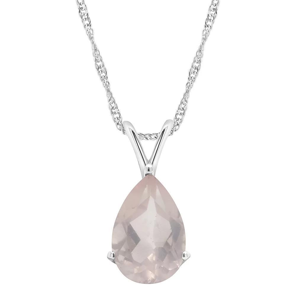 Alyson Layne Sterling Silver Rose Quartz Teardrop Pendant Necklace, Womens Product Image