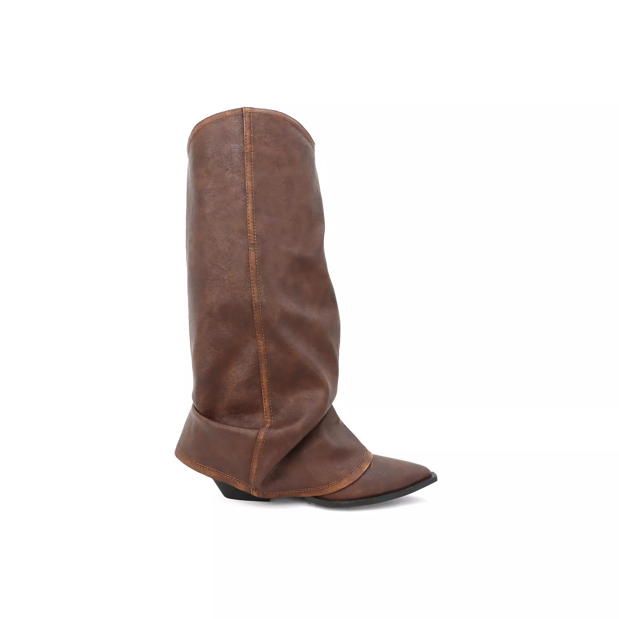 Yoki Kween Tall Scrunched Women's Boots, Size: 6.5, Brown Product Image