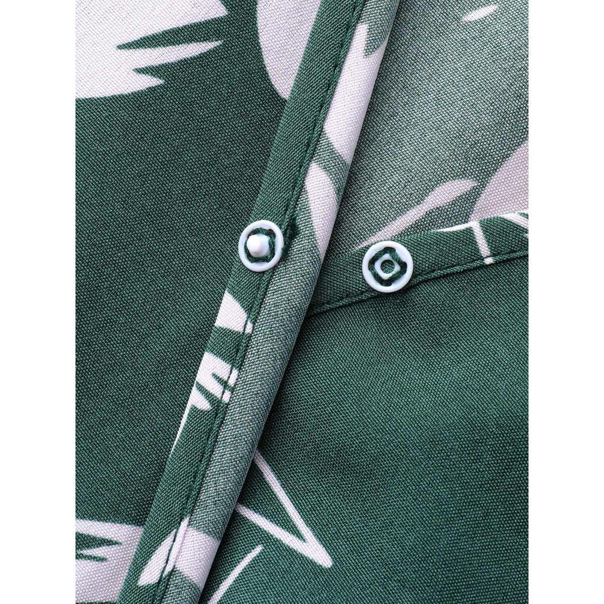 Plus Size Silhouette Floral Print Waist Cinched Midi Dress Emerald Women Elegant Non Overlap Collar Long Sleeve Curvy BloomChic 14-16/1X Product Image