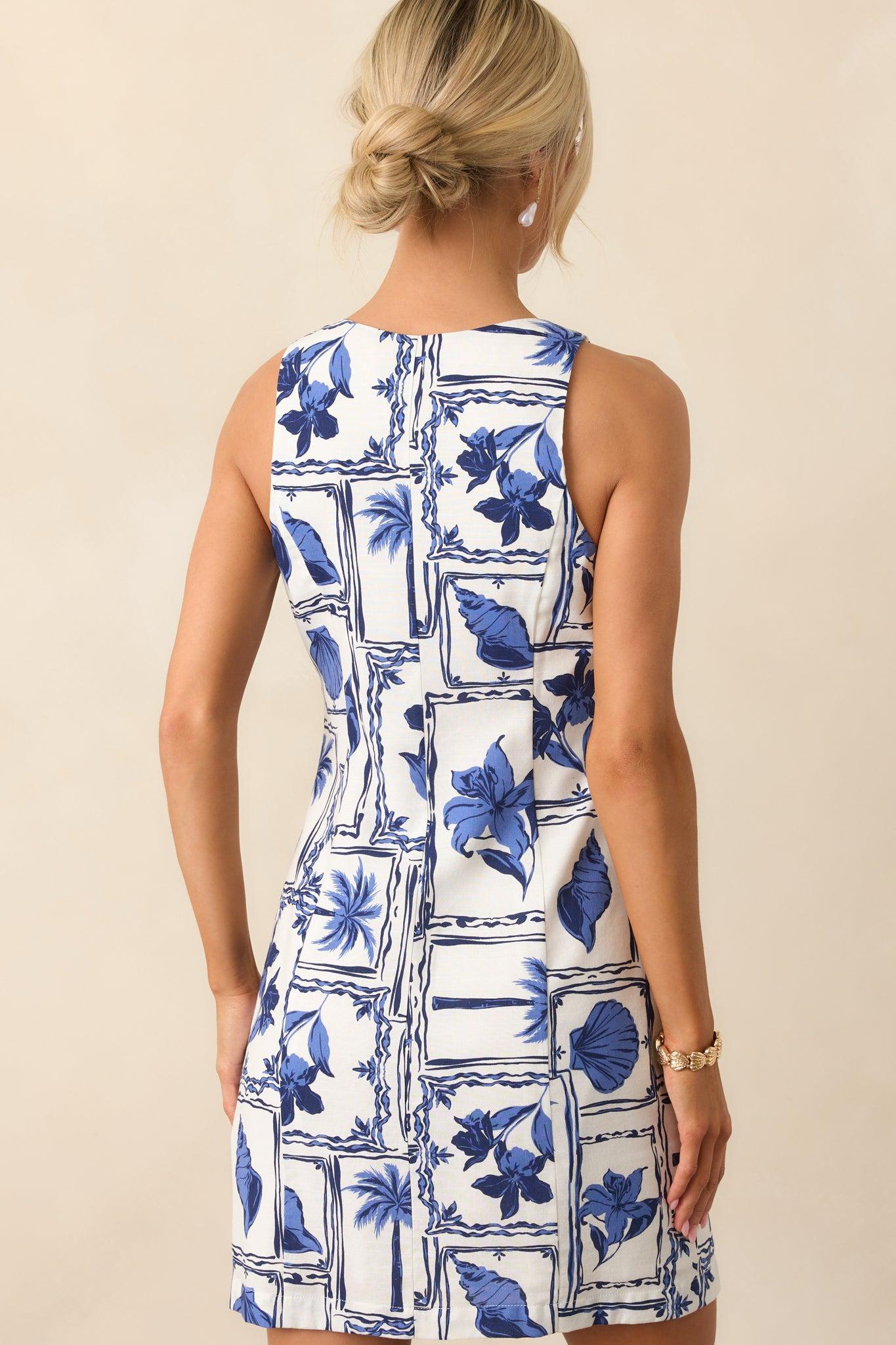 MINKPINK Blue Patchwork Sylvie Button Up Mini Dress Product Image