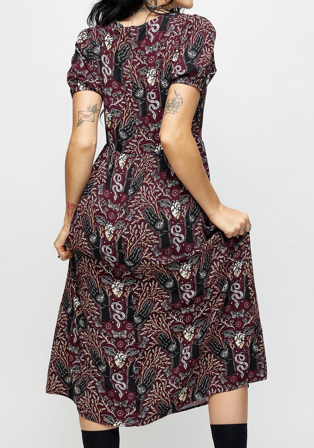 Hemlock Button Detail Puff Sleeve Midi Dress Product Image