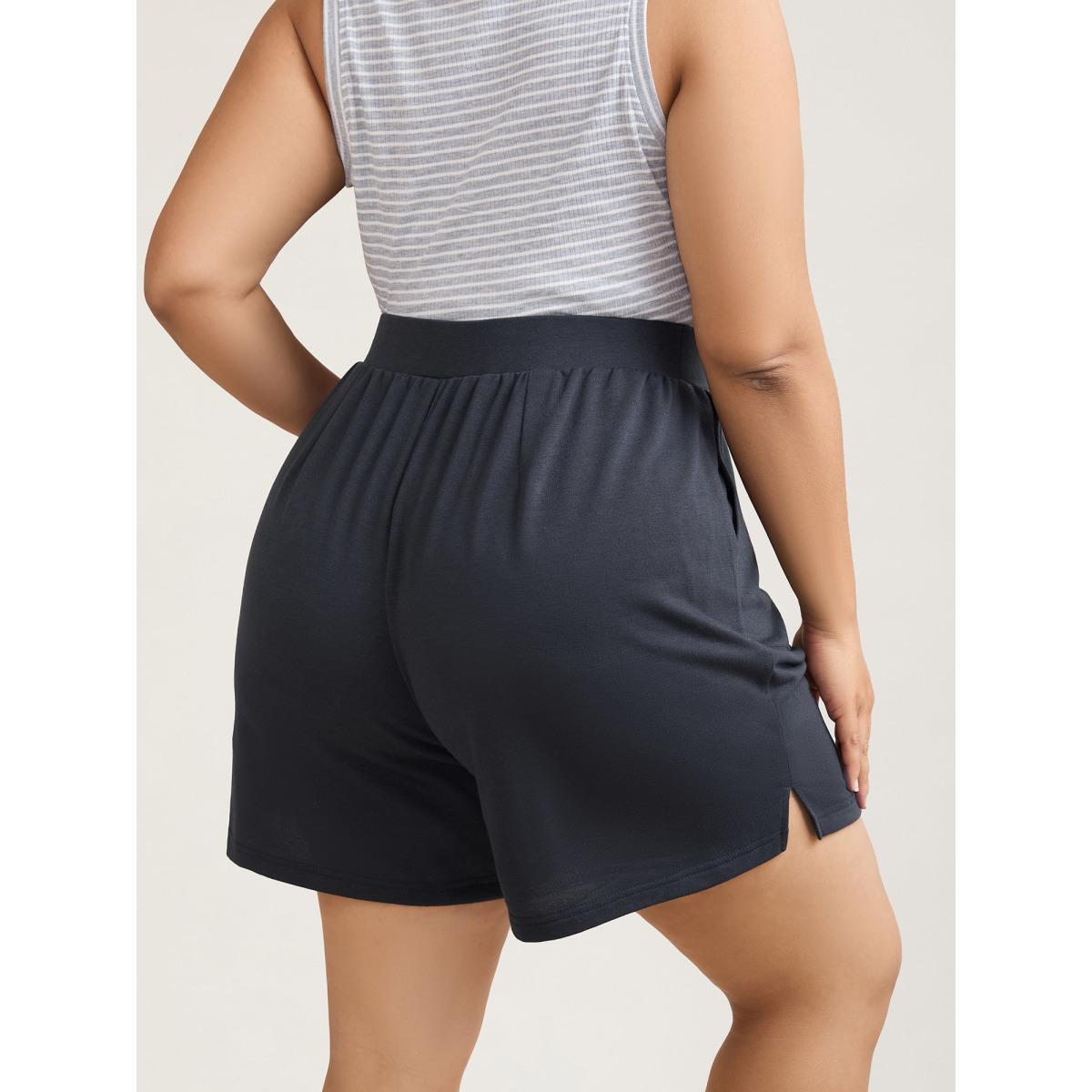Plus Size Stretchy Waist Split Relaxed Shorts Women Midnight Casual Slit Loose Everyday Shorts BloomChic 22-24/3X Product Image