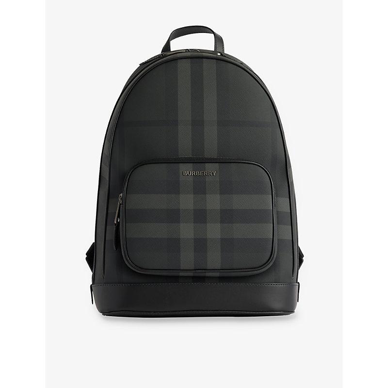 BURBERRY Mens Charcoal Rocco Woven Backpack Product Image