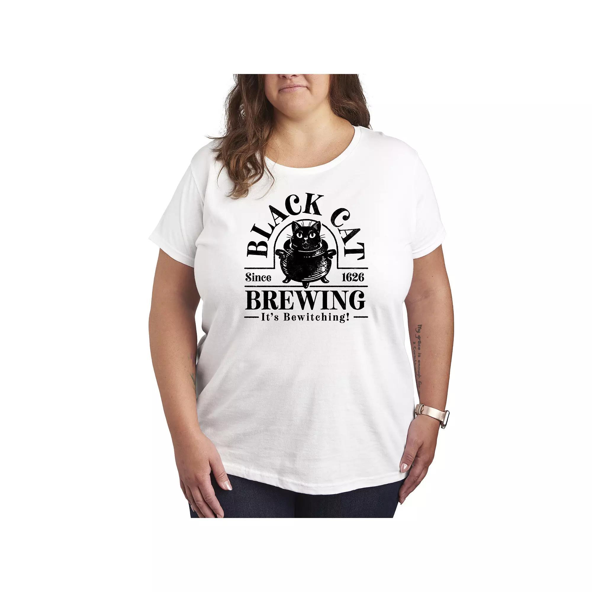 Plus Size Black Cat Brewing Graphic Tee, Womens Product Image