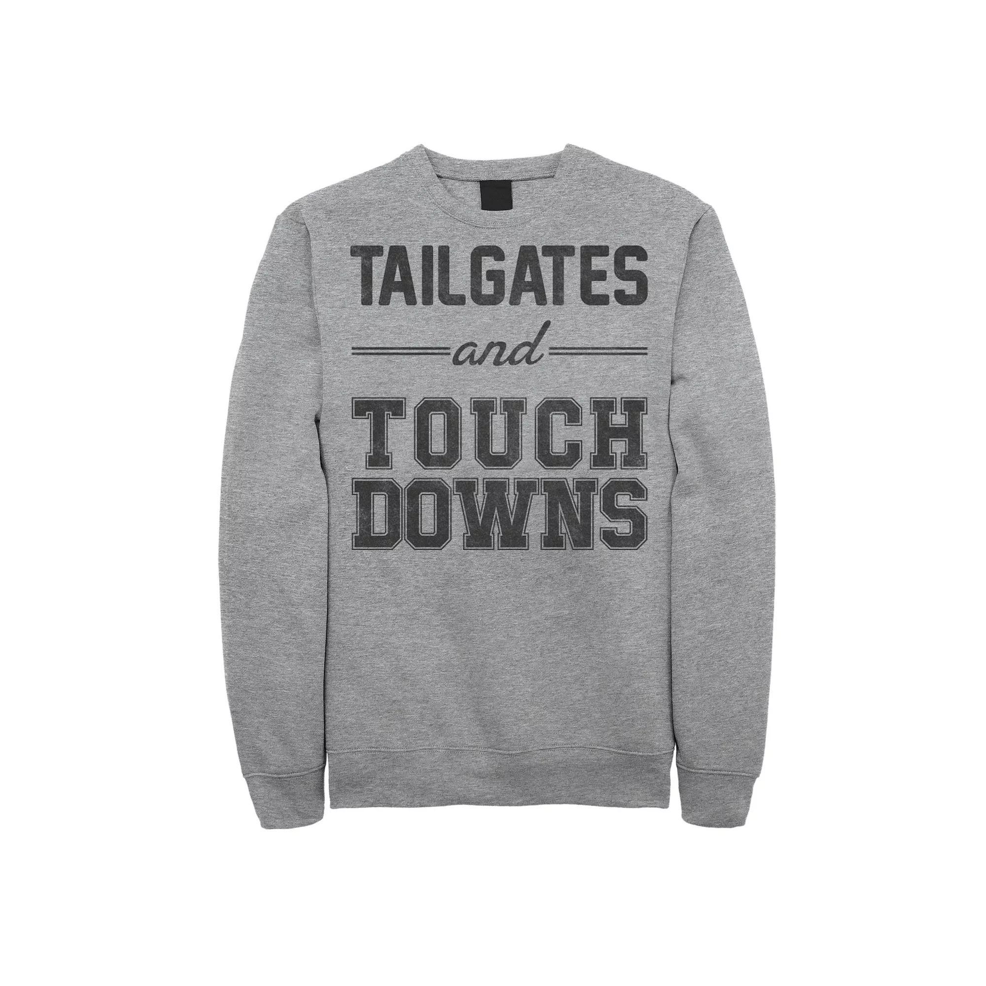 Men's Tailgates And Touchdowns Word Stack Graphic Fleece Pullover, Size: Large, Athletic Grey Product Image
