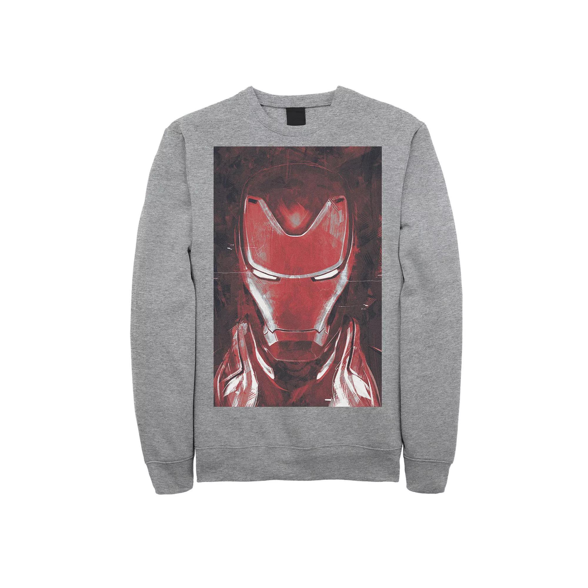 Men's Marvel Avengers Endgame Red Iron Man Portrait Graphic Fleece Pullover, Size: Small, Athletic Grey Product Image