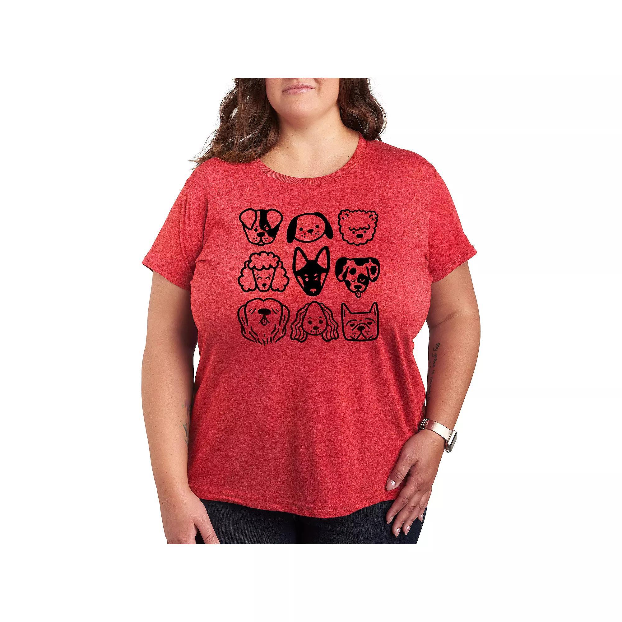 Plus Dog Faces Grid Graphic Tee, Womens Product Image