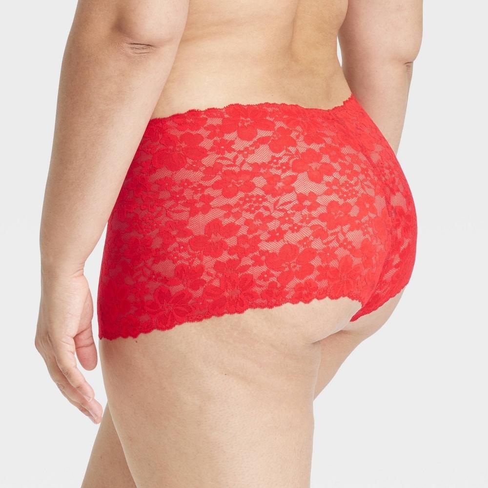 Womens Allover Lace Boy Shorts - Auden Wowzer Red XS Product Image