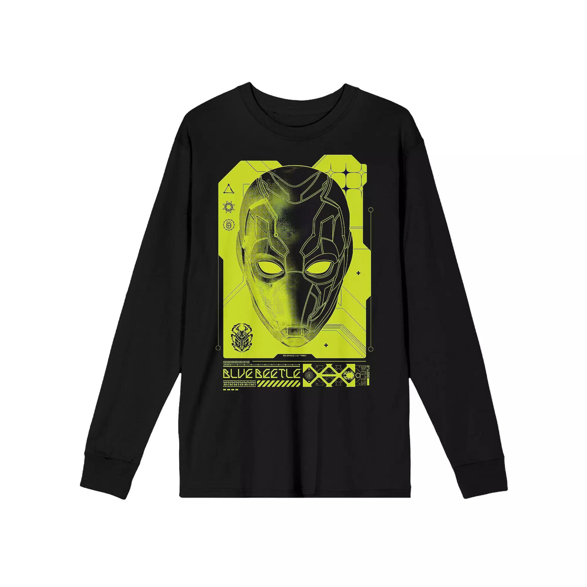 Men's Blue Beetle Mask Graphic Tee, Size: Small, Black Product Image