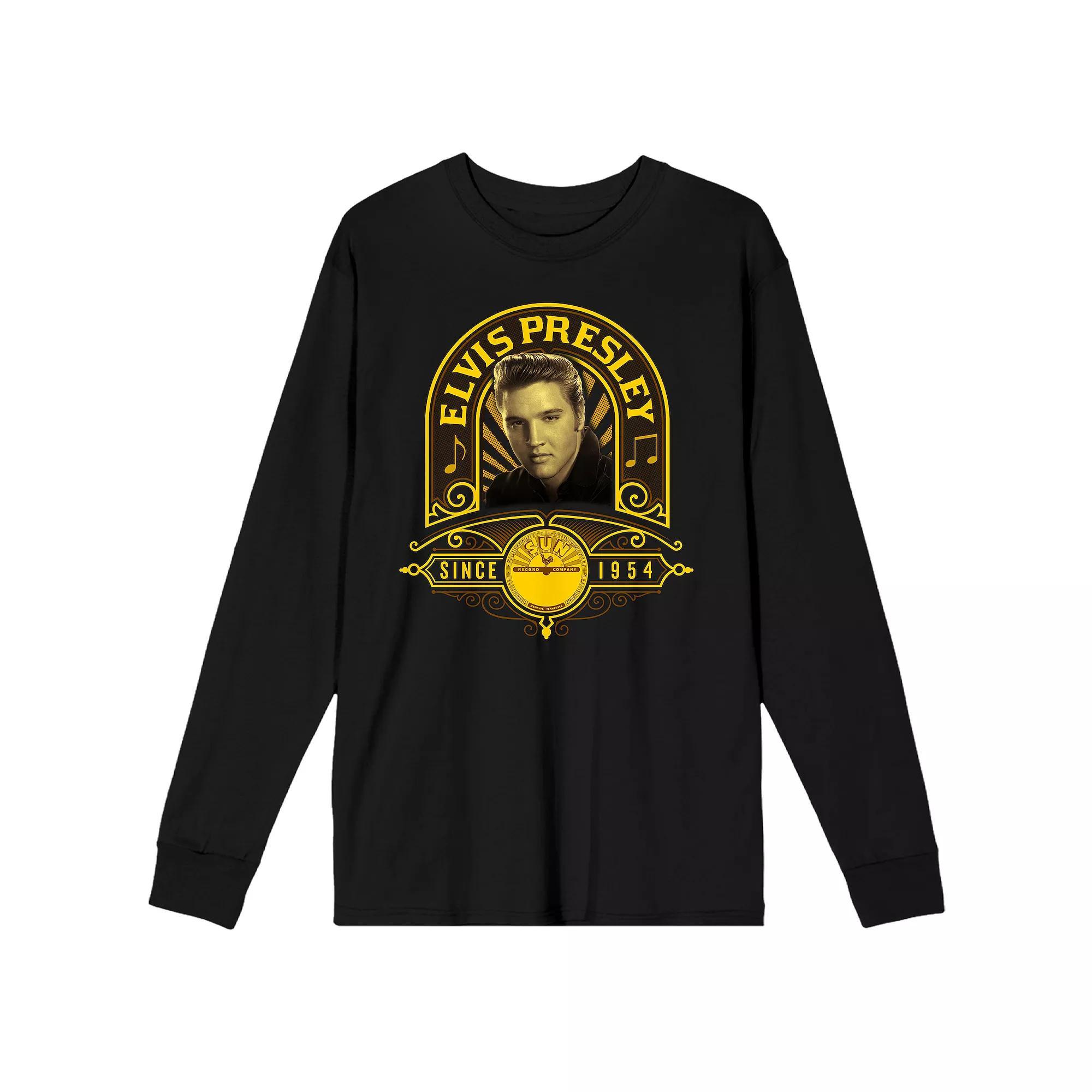 Men's Sun Records Elvis Presley Long Sleeve Graphic Tee, Size: XL, Black Product Image