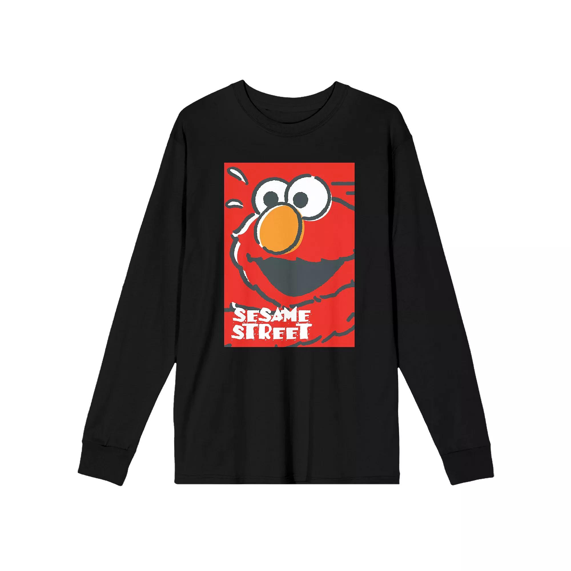 Men's Sesame Street Elmo Black Tee, Size: Medium Product Image