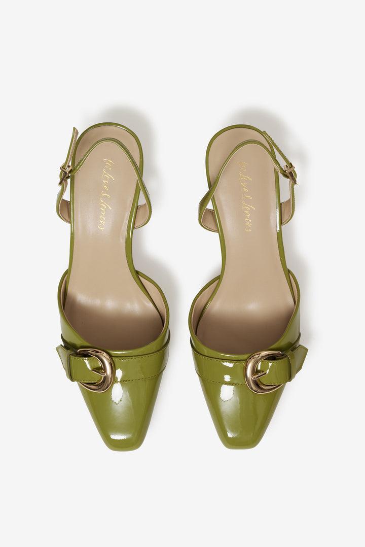 Marion Buckle Heel — Green Product Image