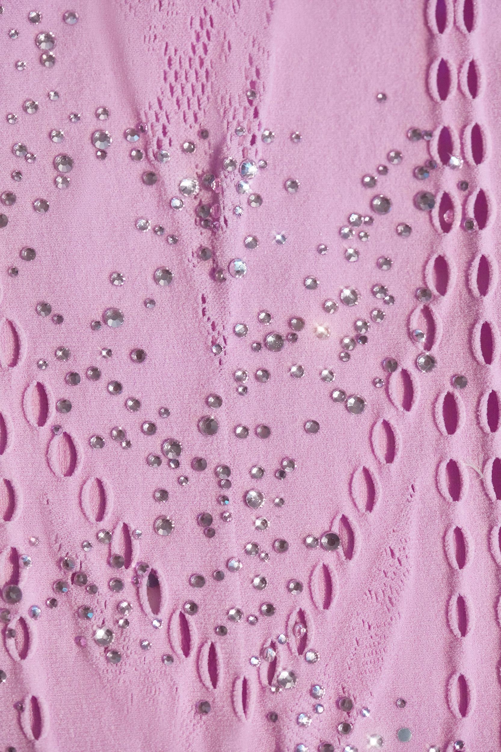 Embellished Halterneck Mini Dress in Violet Pink Product Image