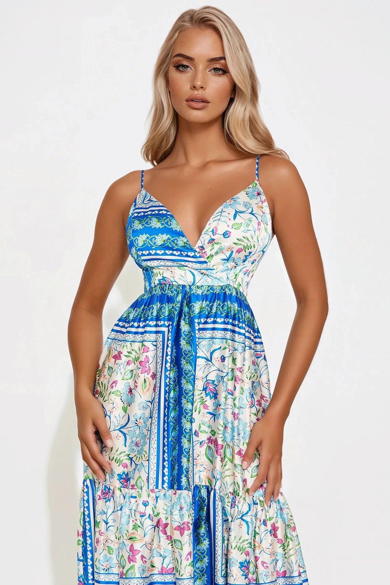 Shelly Printed Maxi Dress - Blue/combo Product Image