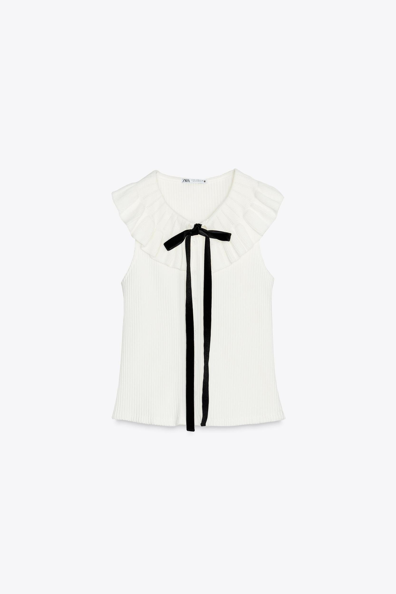 PETER PAN COLLAR KNIT TIED TOP Product Image