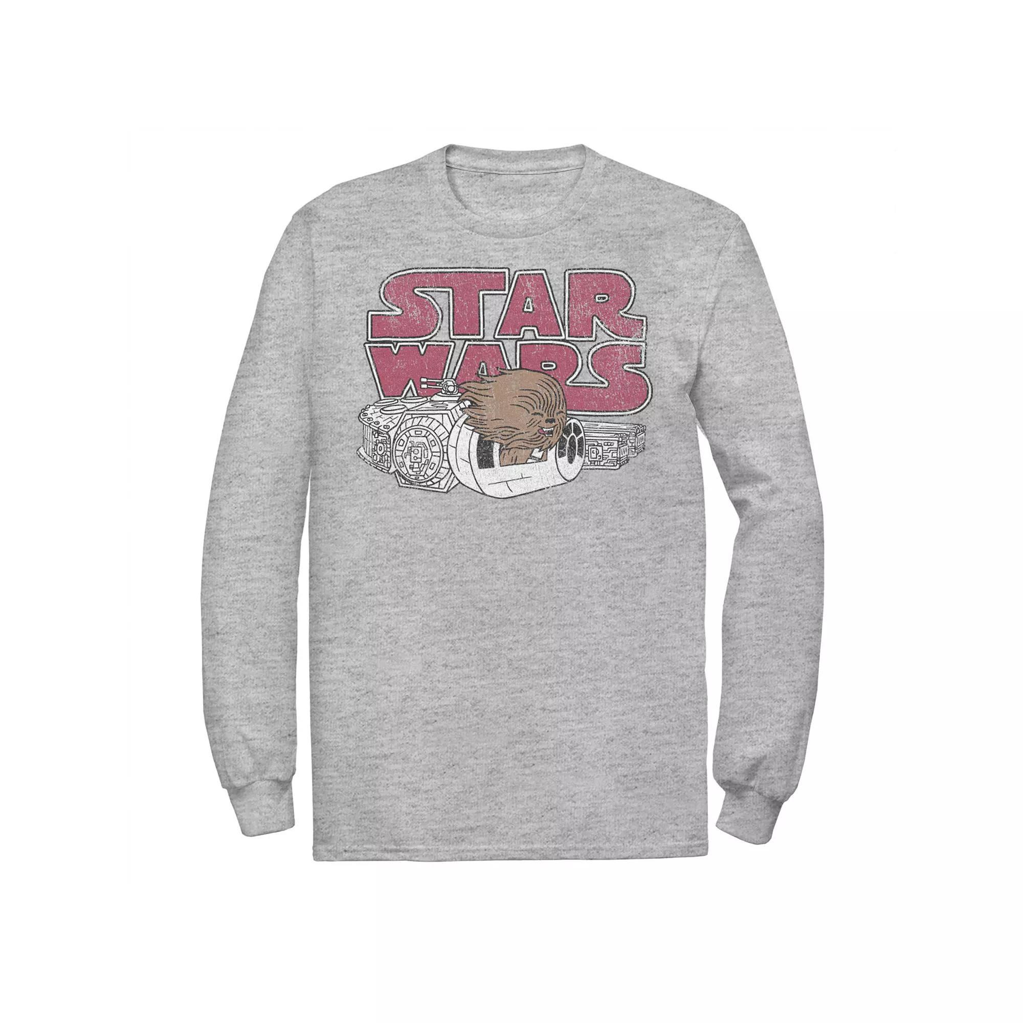 Men's Star Wars Chewbacca Millennium Falcon Doodle Graphic Tee, Size: Large, Athletic Grey Product Image