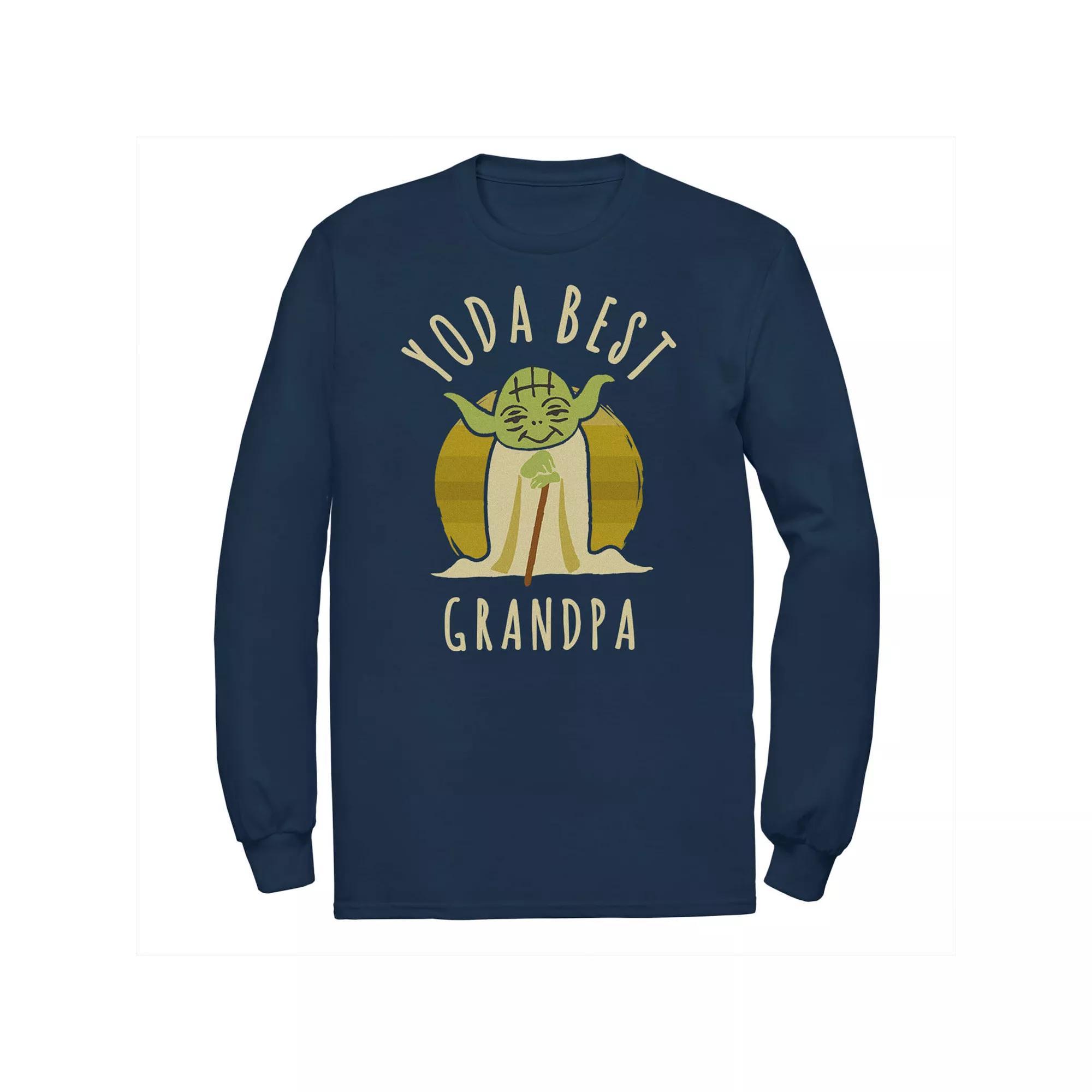 Big & Tall Star Wars Yoda Best Grandpa Cartoon Yoda Long Sleeve Graphic Tee, Men's, Size: 4XL Tall, Blue Product Image
