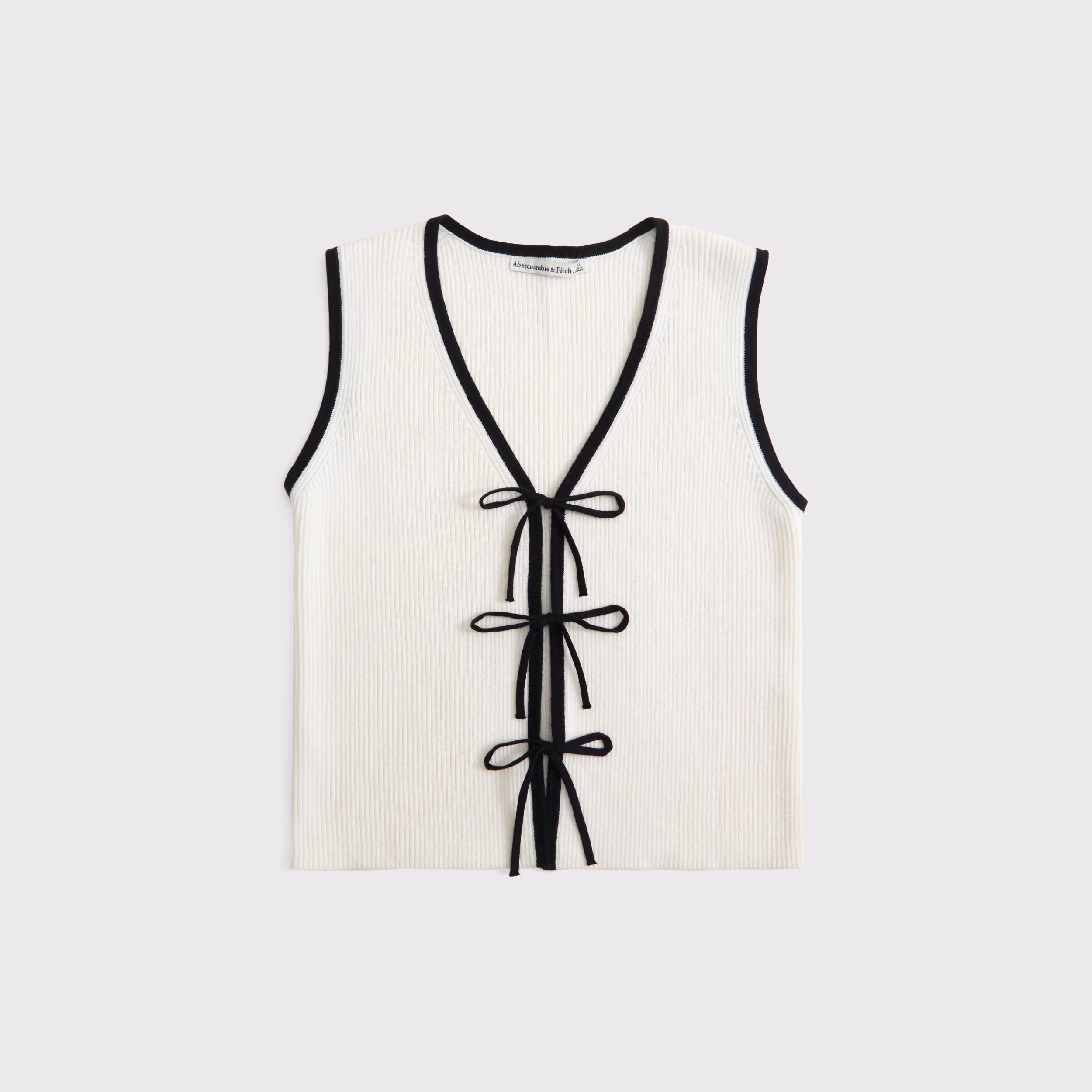 Tie-Front V-Neck Sweater Vest Product Image