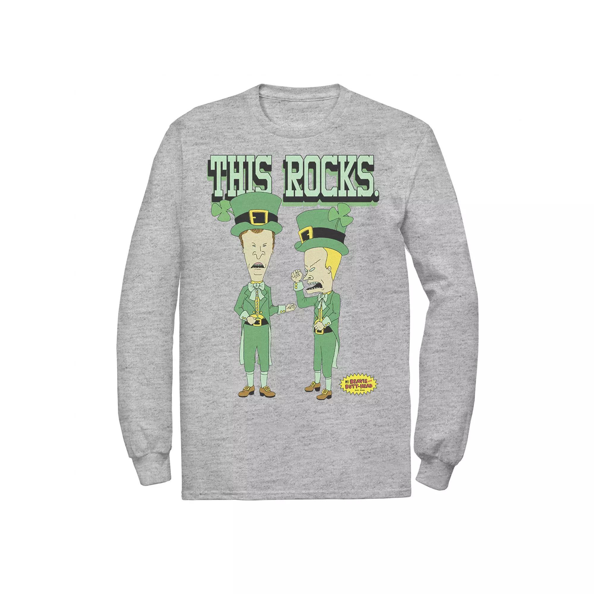 Men's Beavis And Butthead Rockin Sham St Patricks Day Tee, Size: Small, Athletic Grey Product Image