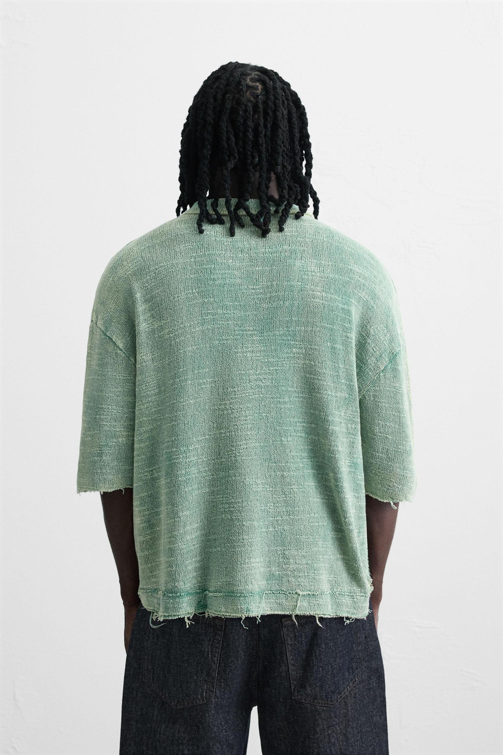 WASHED KNIT POLO SHIRT Product Image