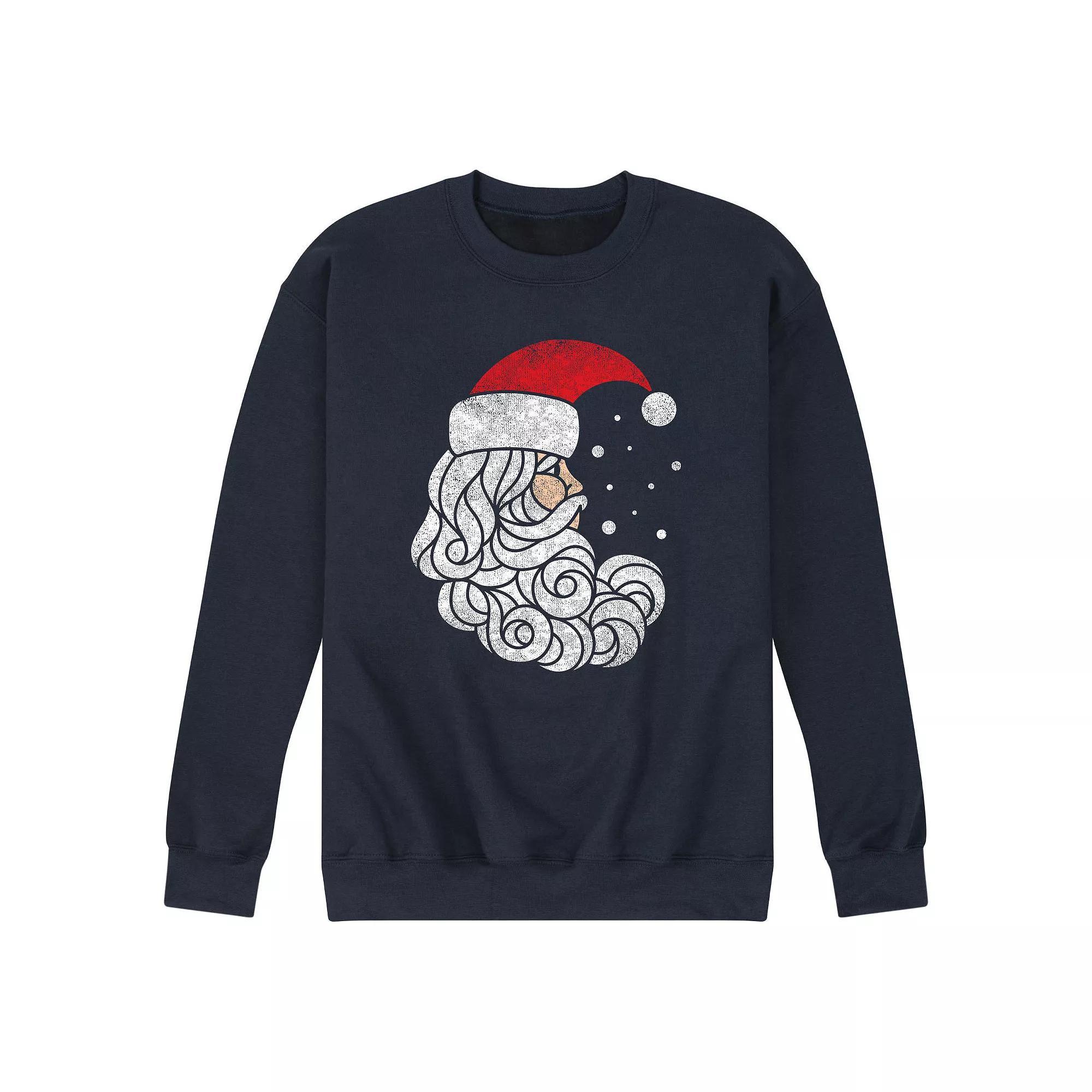 Men's Stained Glass Santa Sweatshirt, Size: XL, Blue Product Image