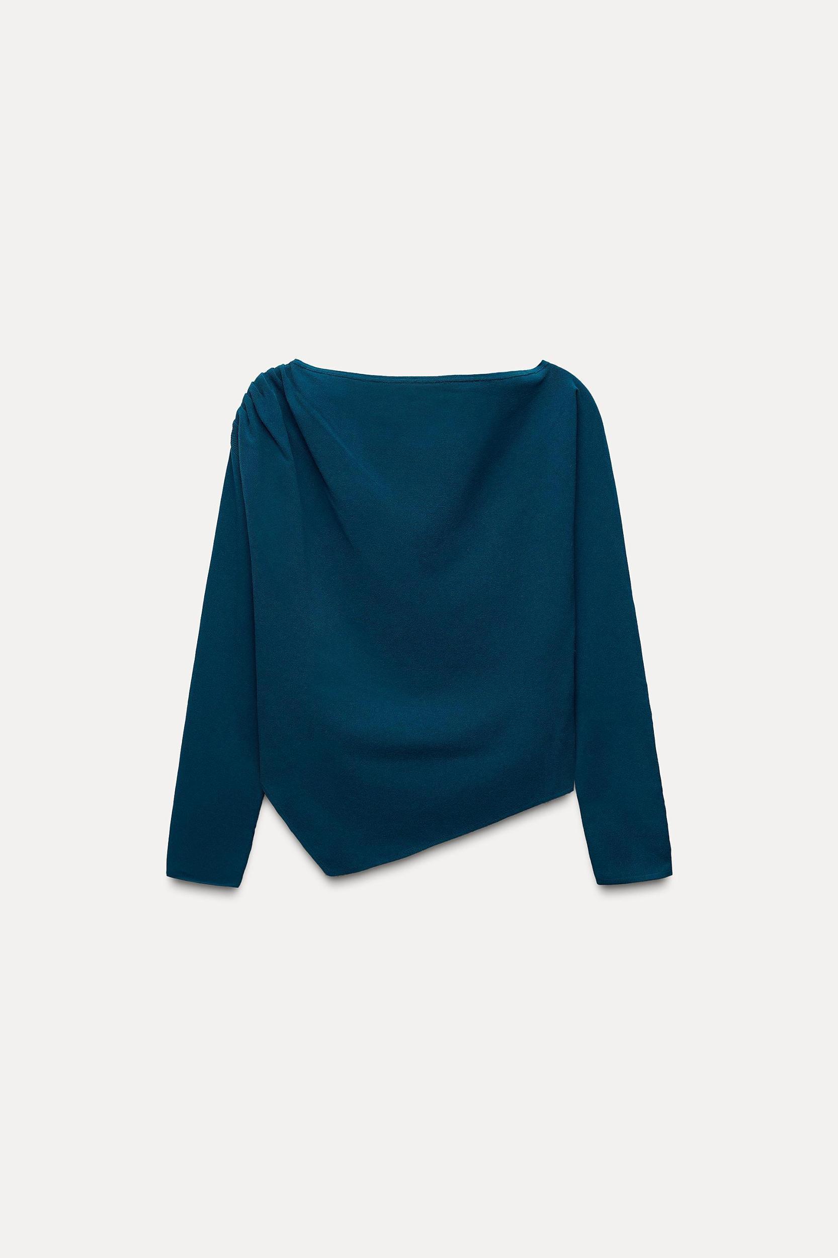ASYMMETRIC PLAIN KNIT TOP Product Image