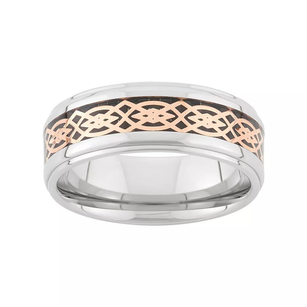 Tri-Tone Stainless Steel Celtic Wedding Band - Men, Men's, Size: 11, Grey Product Image