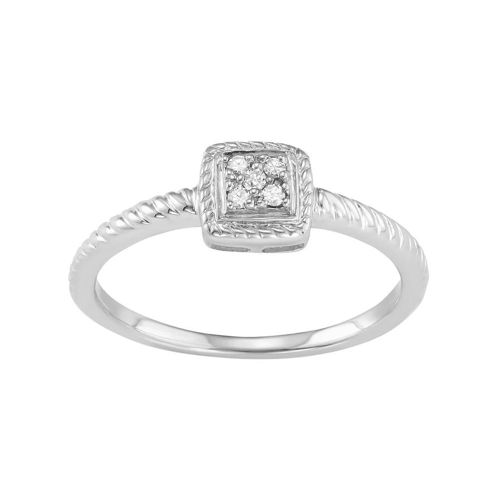 Sterling Silver Diamond Accent Twist Halo Ring, Women's, Size: 5, White Product Image