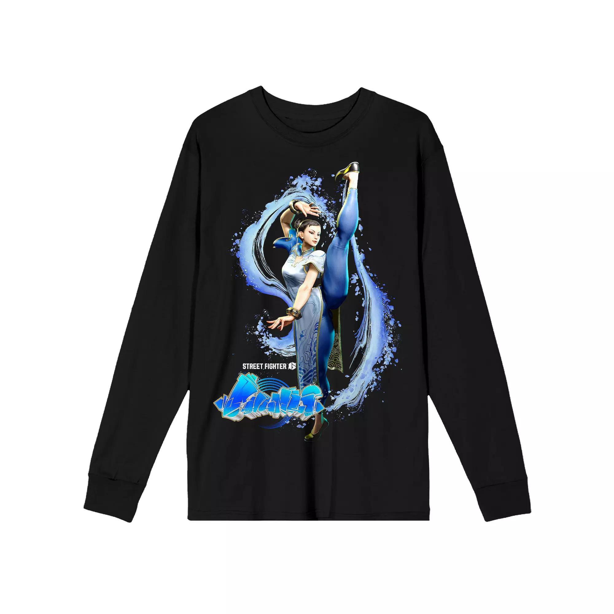 Men's Street Fighter VI Chun Li Long Sleeve Graphic Tee, Size: Small, Black Product Image
