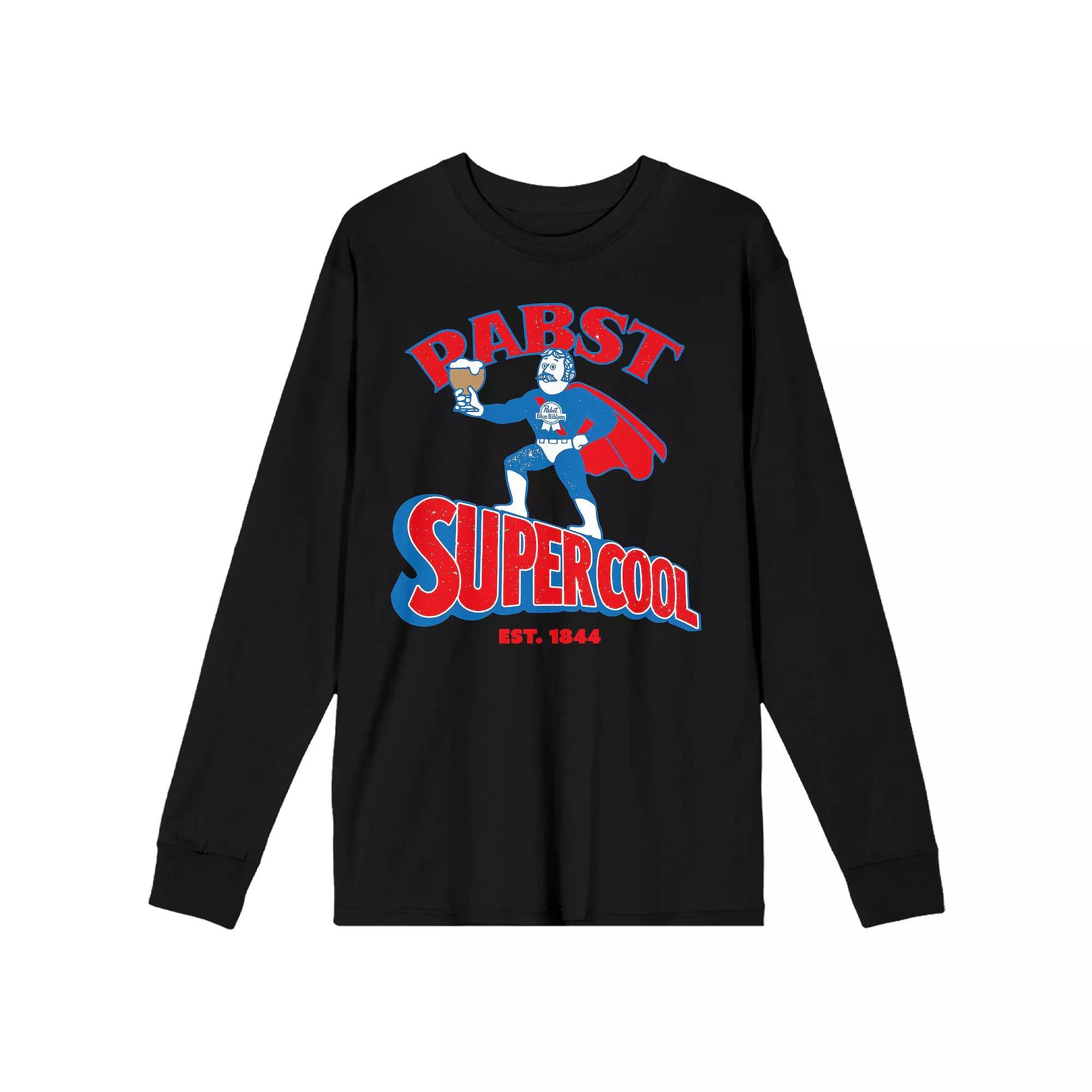 Men's Pabst Blue Ribbon Superhero Long Sleeve Tee, Size: XL, Black Product Image