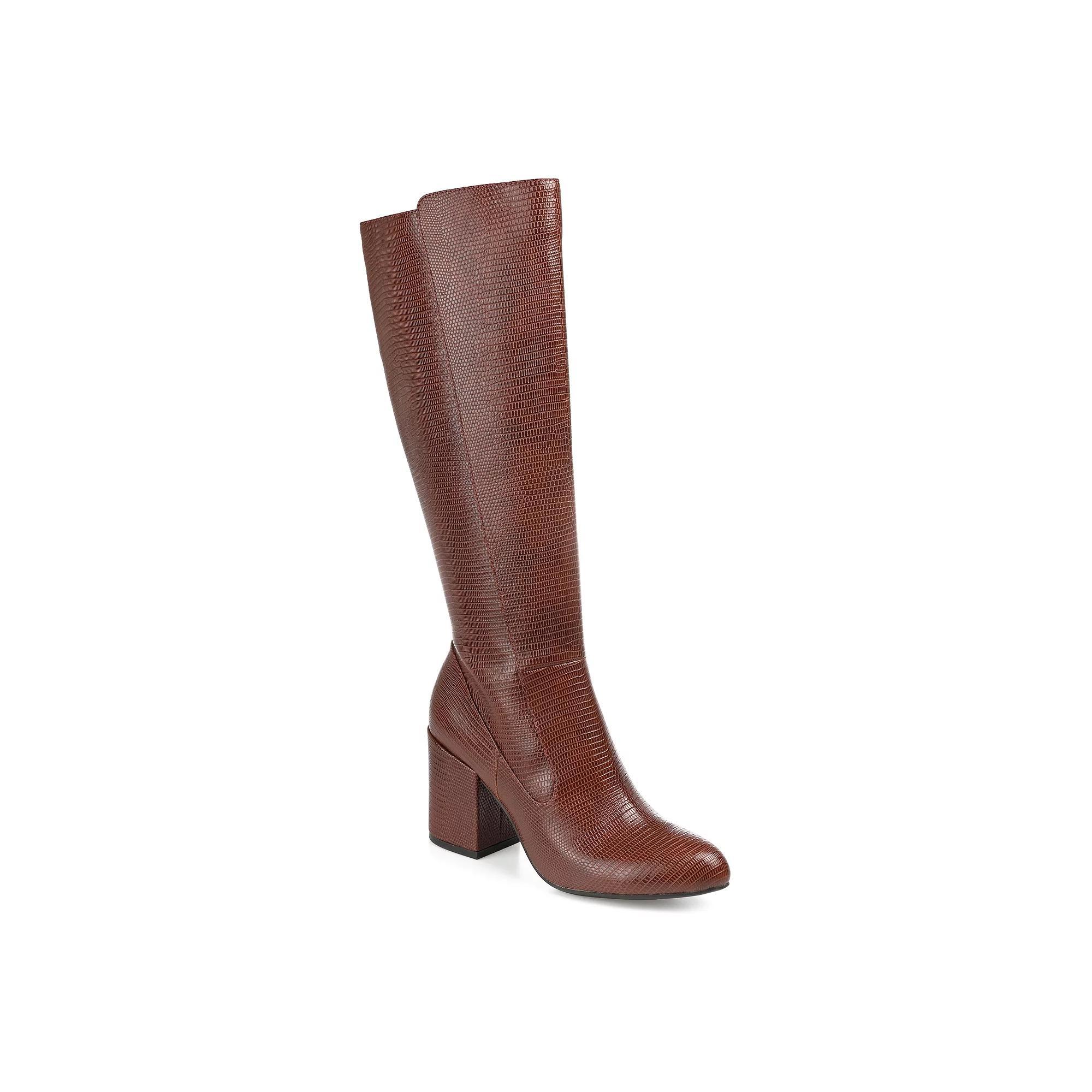 Journee Tavia Womens Faux Snakeskin Knee-High Boots Product Image