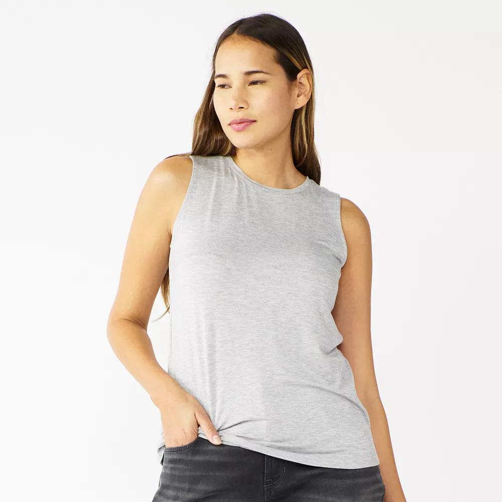 Petite Nine West Essential High Neck Tank Top, Women's, Size: Small Petite, Gray Fox Grey Product Image