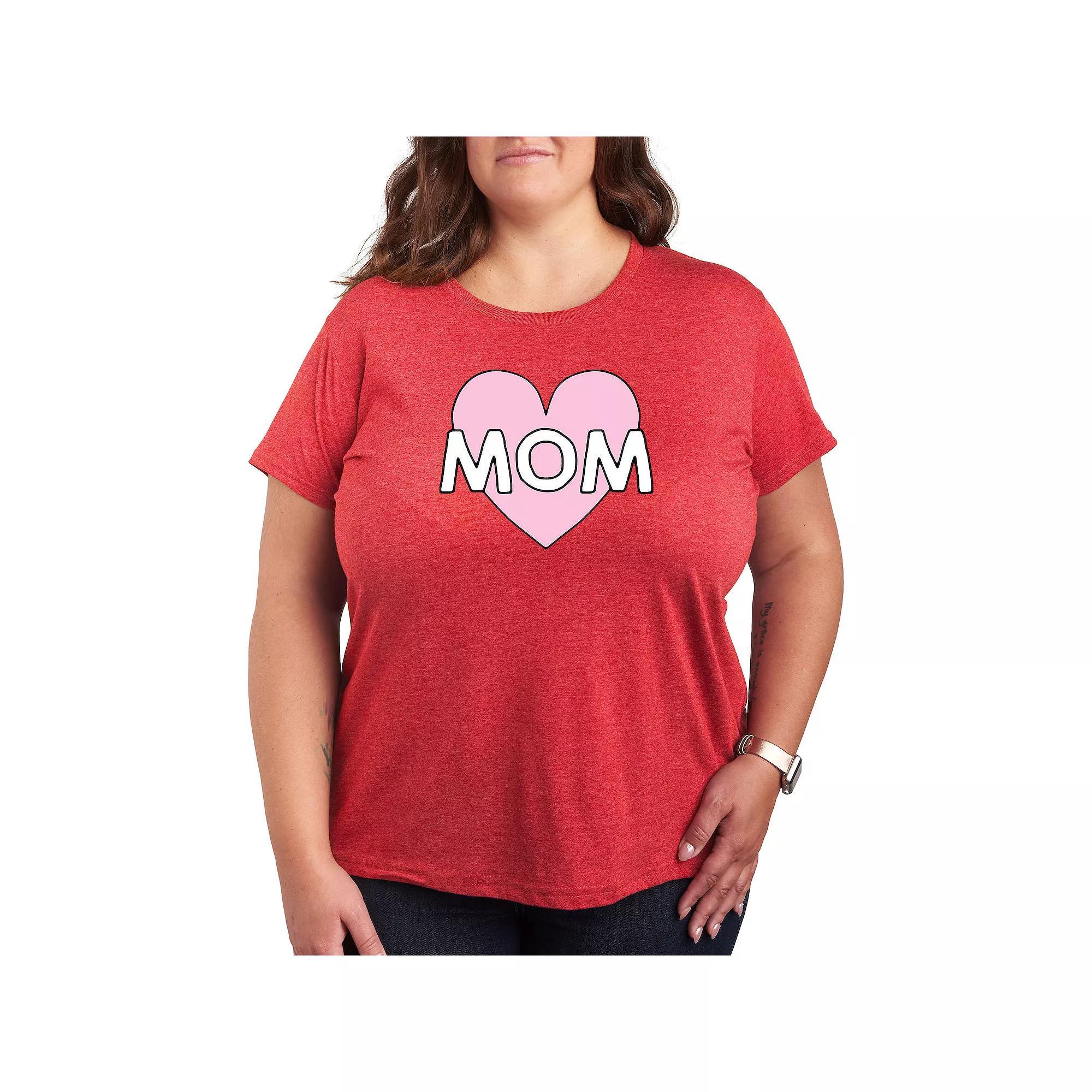 Plus Mom Heart Graphic Tee, Womens Grey Gray Product Image